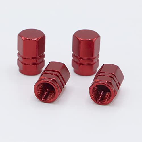 Skynotek – Pack 4 Schrader Ventildeckel für Autos, Motorräder, Fahrräder und Elektroroller | Staubkappen aus Aluminiumlegierung für Reifen | Schutz und Sicherheit (Rojo)