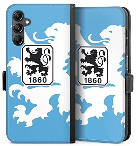 Klapphülle kompatibel mit Samsung Galaxy A 14 5G Handyhülle aus Kunst Leder schwarz Flip Case TSV 1860 München Offizielles Lizenzprodukt Wappen