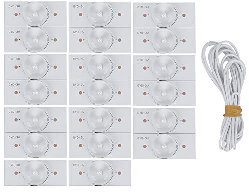 Perle de Lampe LED SMD 3V 20pcs, Bande LED Rétroéclairage TV Perles avec Filtre de Lentille Universelles Optique Composants D'émetteur de Lumière SMD, pour Réparer les Réparation Écran TV
