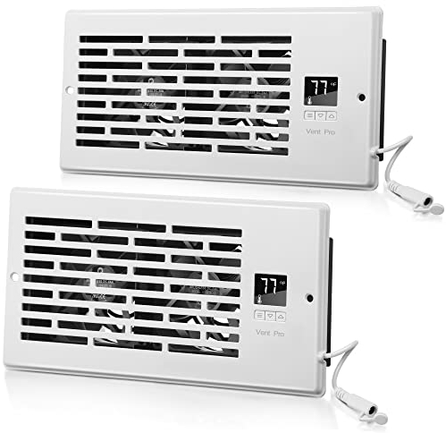 Feekoon Leiser Ventilator-Booster 10,2 x 25,4 cm Smart Register Booster Lüfter mit Lüfterverstärker Thermostat Steuerung Booster Lüfter Heizung Kühlung AC Entlüftung Erhöhen Luftstrom aus Registern