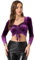 Allegra K Women's Velvet Sweetheart Neck Drawstring Puff Long Sleeve Party Clubwear Saree Crop Top Purple M