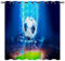 YUANZU Fußball Sportfeld Vorhänge Blaue 3D Muster Ösen Gardinen mit Blickdichte Thermo Vorhang Kälteschutz Blackout Curtain Kinderzimmer Schlafzimmer Verdunkelung Fenster, 2 Stück, H 114 x B 132 cm