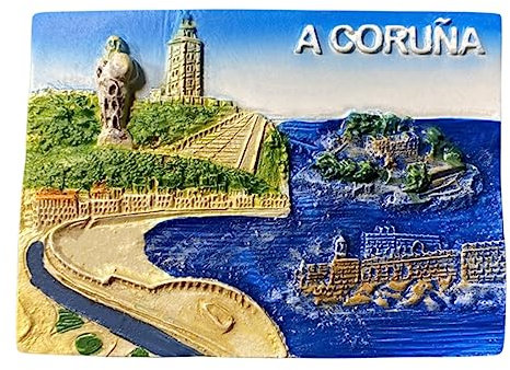 Moiilvcla A Coruña Galicia España imán para nevera recuerdo de viaje 3D decoración de nevera magnética colección Craft Collection