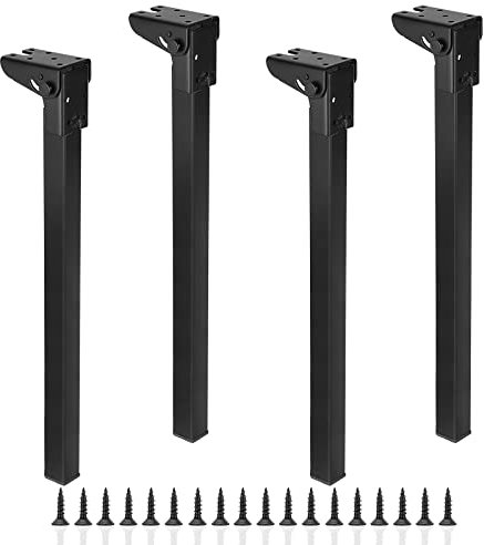 SUMNACON Lot de 4 tables pliantes avec pieds en fer - 40 cm - Montage facile - Haute résistance - Noir