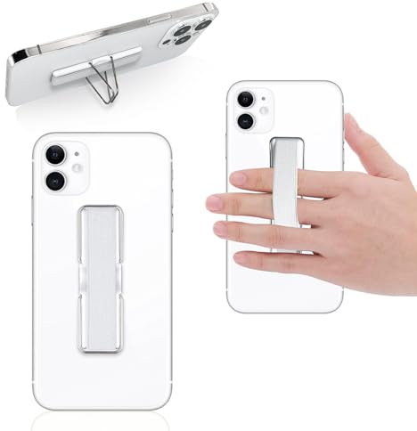 Senbaler 2 Stück 2 in 1 Handy Griff und Ständer,Ultradünn Smartphone Fingerhalter,Ring Handyhalterung,Superstarke Haftung,Kein Abblättern (Silber)
