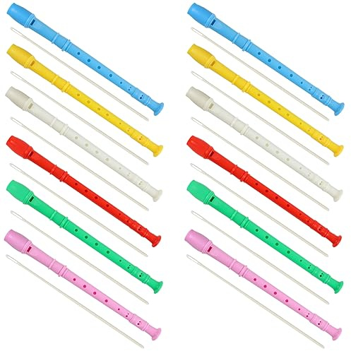 Sopran-Blockflöte mit 8 Löchern, Kunststoff, Sopran-Blockflöte, Sopranflöte, deutscher Stil, Sopran-Blockflöte mit Reinigungsstab für Studenten, Anfänger, Klassenbelohnungen (6 Farben)