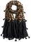 QIUTIMIY Schals für Damen Dünn Leopardenmuster Bunte Schals und Tücher Halstuch mit Quasten für Frühling Sommerschal(Leopard Schwarz)
