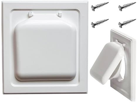 Grille d'aération, couvercle de ventilation à double porte, en plastique, avec vis, pas de collecte de peluches, blanc, pour tuyau d'évacuation d'air pour sèche-linge (1 pièce)