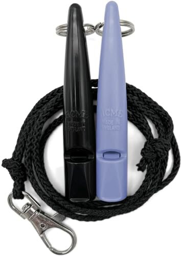 ACME Hundepfeife No. 211,5 mit Pfeifenband | Im Doppelpack | 2 Pfeifen inklusive 2 Bänder | Ideal für den Rückruf - Laut und weitreichend (Black + Violet)