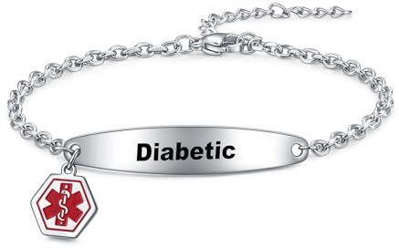 AITENME Medizinischer Alarm Armbänder Damen SOS Damen Medical Armband Edelstahl Armkette Kette Panzerkette