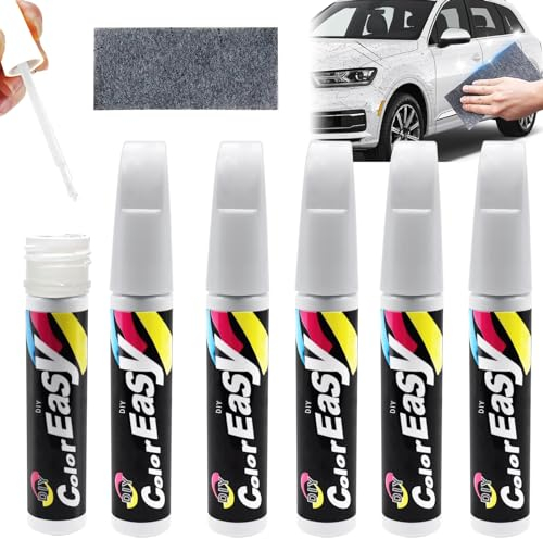 JOKILY 6 Stück Lackstift Auto Weiß, Auto Lackstift, 10ml Auto Reparatur Lack Auto Pinsel, Auto Kratzer Reparatur Stift, Lackreparaturstift für Auto Kratzer Reparatur