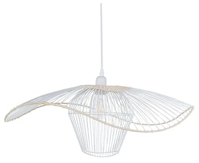 Hängelampe aus Rattan weiß/beige Boho Stil modern Lunga