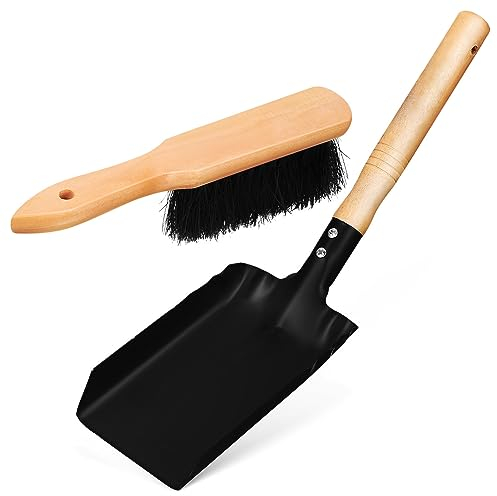 SUPVOX Pala Para Chimenea Pala Y Cepillo Para Cenizas Negras De Herramientas Para Chimenea Limpieza De Hogar Estufa De Leña