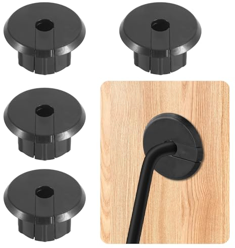4pcs Wall Bushing for Starlink Dishy Ethernet Cable, Black Cable Wall Grommet Cable Wall Pass Through Cable Bushings Cable Routing Kit for 1 Inch Wall Hole and Furniture Wire Hole