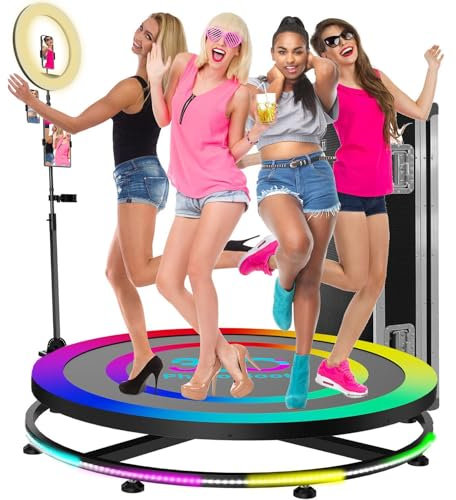 360 Photo Booth Machine, 8 Speed Surround Video Camera with Flight Case, RGB Ring Light, 31.5 Inch Turntable with APP Remote Control, for Party, Wedding, Live Broadcast, Birthday