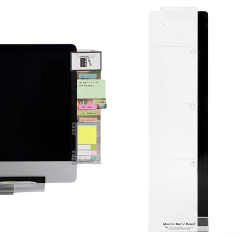 Memo Board for Computer Monitor, Acrylic Monitor Side Panel Monitor Sticky Note Holder Transparent Message Board Multifunction Computer Monitor Memo Board (Left Side)