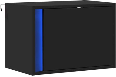 vidaXL Wand Nachttisch, Nachtschrank mit LED-Leuchten Wandmontage, Nachtkommode mit Stauraum Hängend, Nachtkonsole Wandschrank für Schlafzimmer, Schwarz