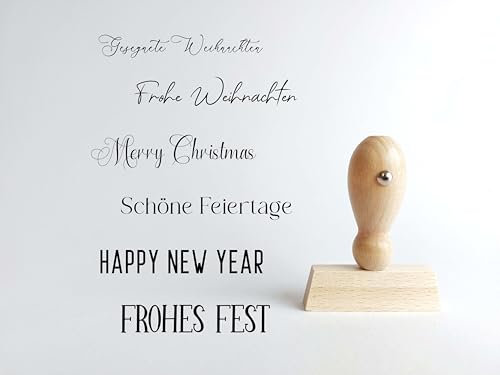 Gesegnete Weihnachten Stempel | 10x50 / 20x70 mm | Weihnachtsstempel mit verschiedenen Sprüchen | Holzstempel für Advent & Weihnachten (20 x 70 mm)