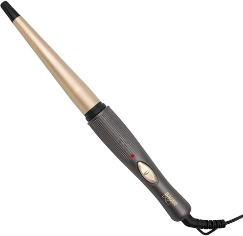 Bauer Professional 39839 TourmaPro Curling Wand / 13mm to 19mm Cone Shaped Barrel / 180° Heat, 360° Swivel Cord and Cool Touch Tip/Grey & Gold