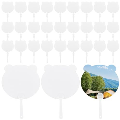 SOFPLATE 30 Stück Blanko Handfächer Weißer Papier Handfächer Panda Förmiger Karton 28 × 17cm Für Die Kirche Zum Basteln Sublimationsdruck Handfächer Sets Zum Basteln Malbedarf Frauen DIY Dekoration