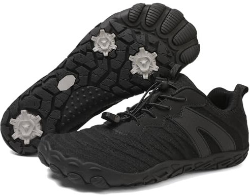 ZDQ Barefoot Shoes Chaussures Pieds Nus Minimalistes Homme Femme Respirantes Légères Semelle à Chute Zéro Antidérapant Confort Sneakers Trail Marche Sport Fitness Randonnée Noir 43