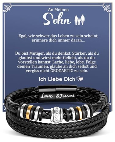 Lederarmband für Männer, Geschenk für Ihn Papa Mann Sohn Opa Enkel Neffe | Bruder Freund Geschenk zum Valentinstag Weihnachten Vatertag Geburtstagsgeschenk mit Geschenkbox