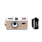 1 Shot Point and Shoot 35mm Film Camera, Reusable Retro Half Frame Camera, Built in Flash, Included One Roll ASA/ISO 400 Black & White Film 18 Exp., (36 Shots) Battery Not Included (Mocha Color)
