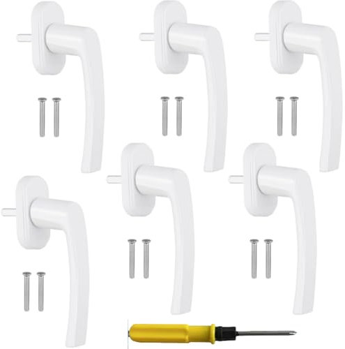 CNKHDZ 10 Pezzi Maniglie per Finestre in alluminio, Maniglie per Finestre in Alluminio Bianco Maniglia Porta Finestra Lunghezza 35 Mm Serratura per Battenti e a Vasistas Installazione Semplice