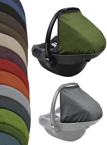 Sonnenverdeck Sonnendach [Sonnenschutz für Babyschale] kompatibel mit Maxi Cosi Pebble Gruppe 0+ (meliert dunkelgrün) + KP