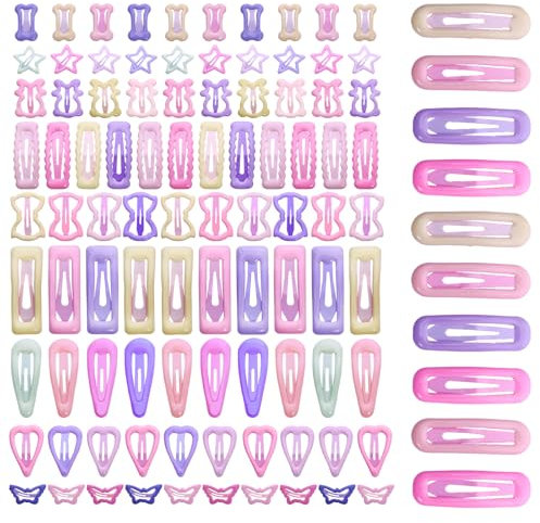 Set di fermagli per capelli per ragazze, motivo farfalla e fiocco, 100 pezzi per biglietto, colori assortiti
