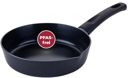 FACKELMANN Bratpfanne Essential Highrise Ø 20 cm aus recyceltem Aluminium mit Keramikbeschichtung – Perfekt für alle Herdarten inklusive Induktion, Schwarz