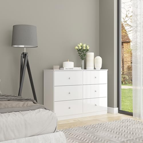 Seconique Denver 6 Drawer Chest in White Gloss