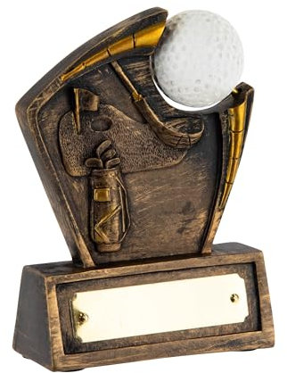 SilverTrophy: Golf Ball Trophy Shield Award - Winners, Longest Drive, Nearest the Pin, Golfing Holiday Tournament Prize, Bandit, Winners, Stag Do's, Corporate Golf Days, 3D Ball, Gold Engraving Plate