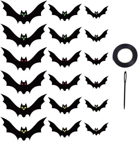 Murciélagos Decoración,Murciélago Negro Terrorífico Para Decorar Hogar | Adorno Realista Decoración Exterior, Decoración Halloween Para Apartamento Puerta Ventana Sala De
