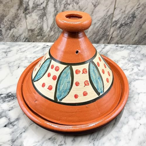 Tajine XL 35 cm Terracotta Hand Painted - Traditional Moroccan/Tunisian Pot + Free Ebook 3107251020