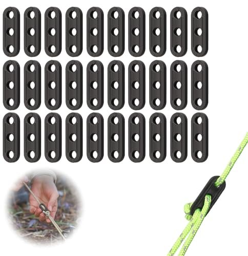 30 tensores de cuerda para tienda de campaña, tensor de cuerda de 3 agujeros, plástico, tensor de lona, tensor para tienda de campaña, para camping, pícnic, tienda de campaña, accesorios