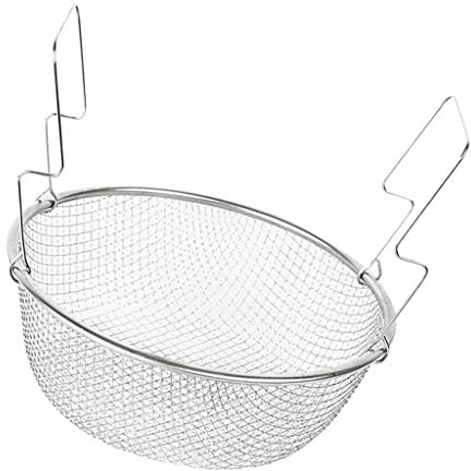 Panier à friteuse rond en acier inoxydable de 23 cm avec poignée pour frites, frites, pommes de terre, filtrage de cuisine