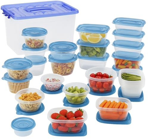 Thrink 54-Piece Food Storage Container Set with Lids | BPA-Free Plastic Meal Prep Boxes | Stackable Reusable Kitchen Storage Containers – Freezer, Microwave & Dishwasher Safe for Lunch, Pantry & Lefto