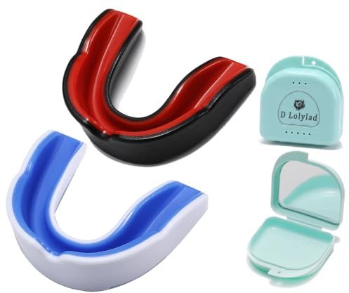D Lolylad Mundschutz Kinder Erwachsene, Zahnschutz Kampfsport (9-15 Jahre) | Zahnschutz Boxen Mouth Guard mit Spiegelbox für MMA, Hockey, Football, Lacrosse, Kickboxen, Rugby