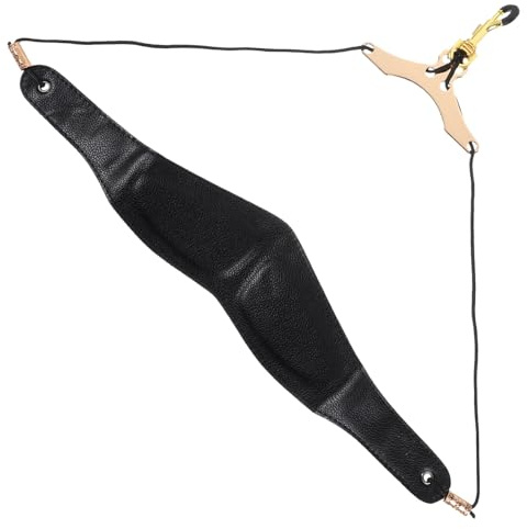 Verstellbarer Saxophon Nackengurt Schwarz mit Polsterung für Altsaxophon | Leder und Metall, Flexibles Design, Komfortabel Gepolstert, als Ersatzgurt für Instrumentenzubehör