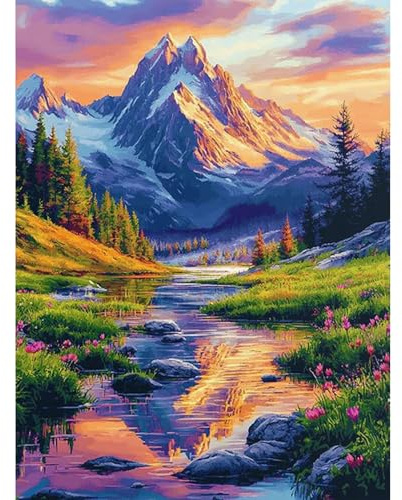 Camocin Art Diamond Painting Erwachsene, Alpen Landschaft, 30x40cm | Diamond Painting Bilder, DIY Bastelset, 5D Diamanten, Wanddeko, Geschenkidee, komplett mit Zubehör