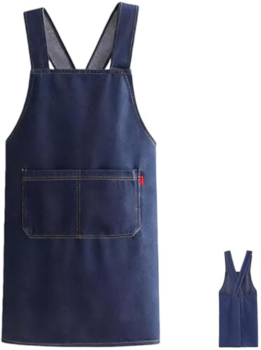 Delantal de algodón ligero con bolsillo frontal, delantales cruzados en la espalda para mujeres y hombres, delantal de cocina para adultos, cómodo delantal de cocina