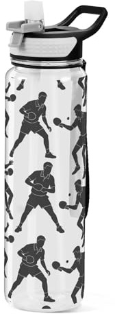siphylline 30 oz Table Tennis Sport White Water Bottles Slim Tritan Non-BPA non toxic Water Bottles Plastic for Cycling Cycling Portable