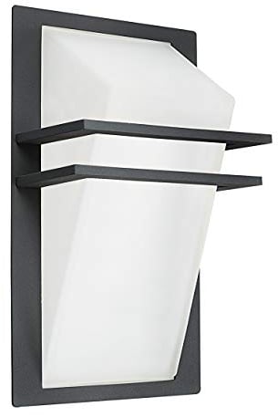 EGLO Außen-Wandlampe Park, 1 flammige Außenleuchte, Wandleuchte aus Aluguss in Anthrazit und Glas in Weiß, IP44