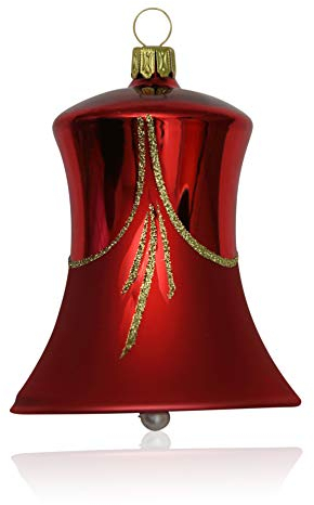 Lauschaer Glas Christbaumschmuck Glocken groß rot glanz/matt 2 Stück d 7cm Christbaumschmuck Weihnachtsschmuck mundgeblasen,handdekoriert
