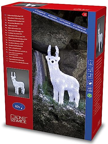 Konstsmide LED Acryl Rentier, 40 kalt weiße Dioden, 24V Außentrafo, weißes Kabel - 6157-203