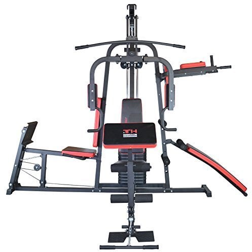 TrainHard® Kraftstation Multistation Fitnessstation Home Gym inkl. Beinpresse + Dipstation, Beinhebe & Sit-Up Bank