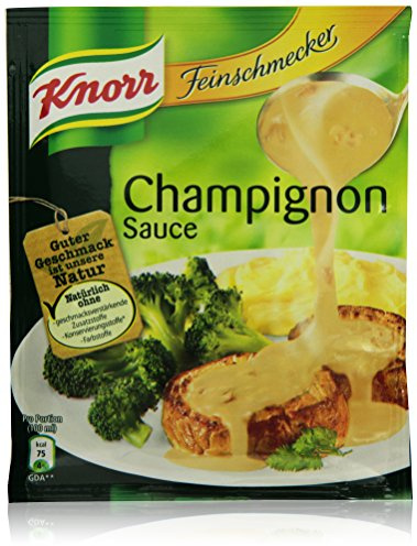 Knorr Feinschmecker Champignon Sauce cremige braune Sauce ohne geschmacksverstärkende Zusatzstoffe und Farbstoffe 250 ml 1er-Pack