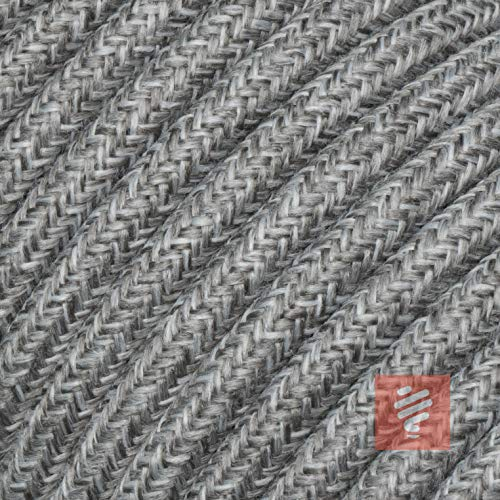 Textilkabel für Lampe, Stoffkabel 3-adrig (3x0,75mm²), Grau-Melange - 5 Meter