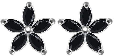 Monster Piercing CZ-Schwarzenstein Daisy Blume 925 Sterling Silber Ohrstecker
